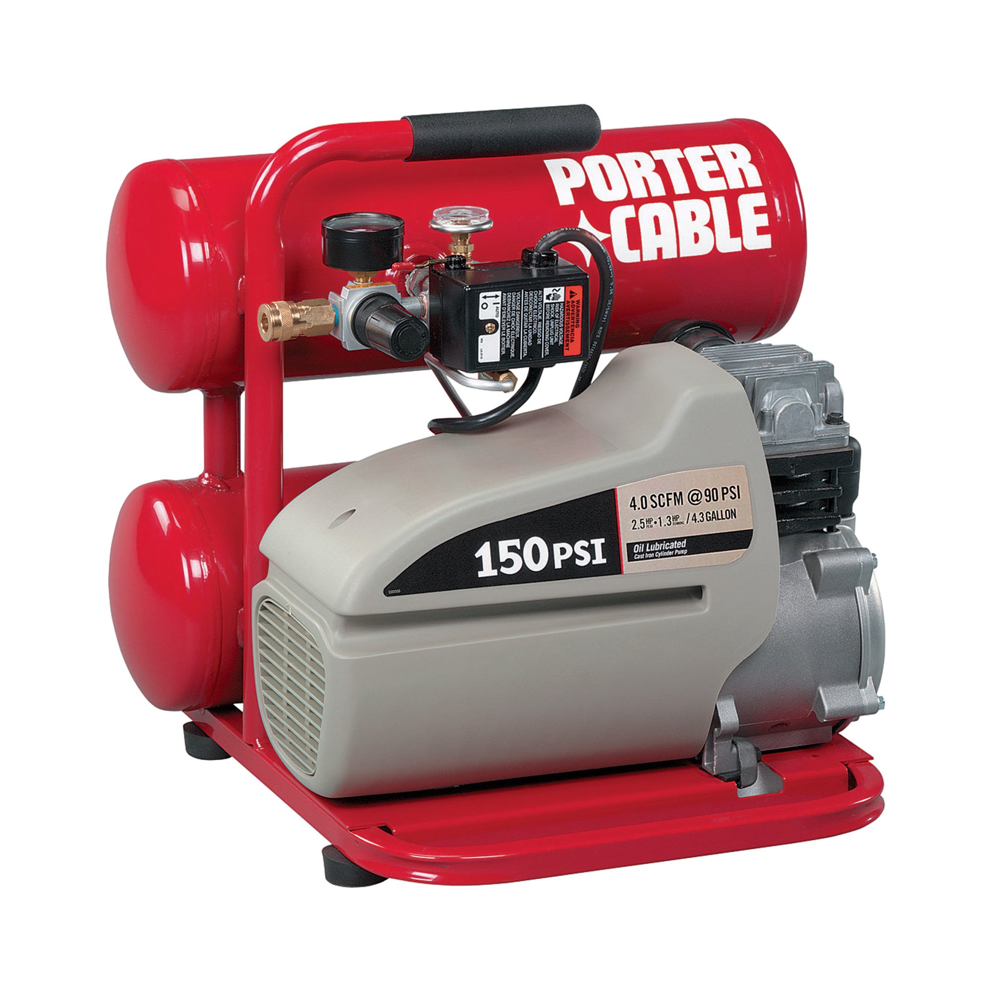Porter Cable Twin Stack Portable Air Compressor — 4 Gallon, 2.5 HP Peak, 120 Volt